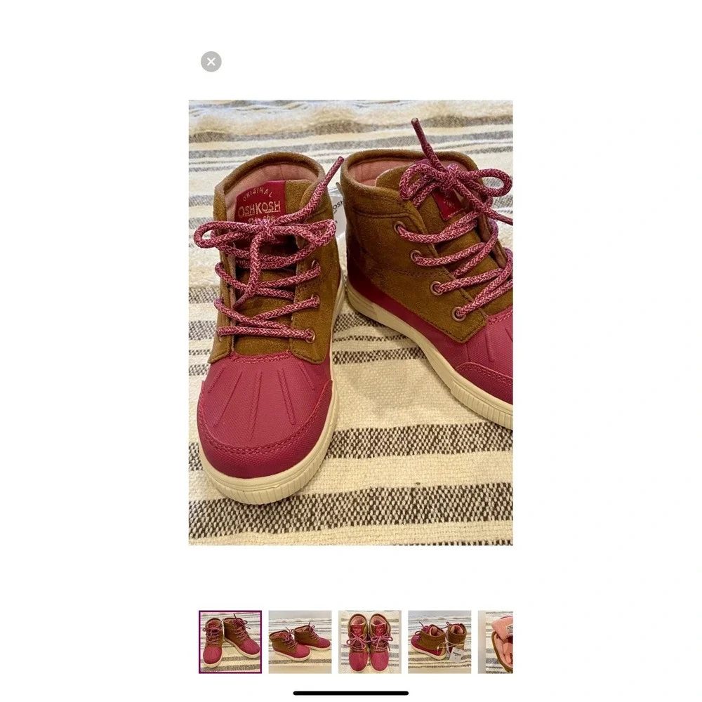 Posh Josh B'gosh Girls High Top Shoes Youth Size 12M‎ Dk Pink